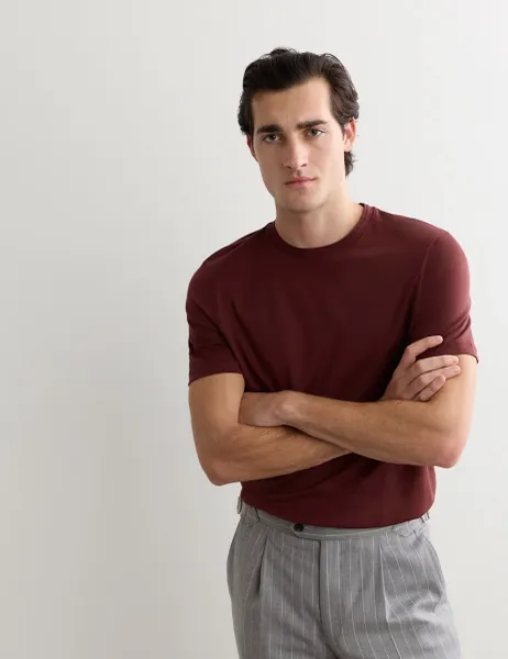 Jaeger Pure Cotton T-Shirt Burgundy
