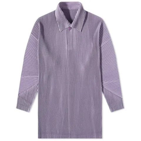 Pleated Long Sleeve Polo