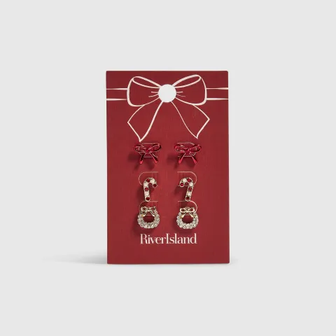 River Island Wreath Pack Of 3 Stud Earrings