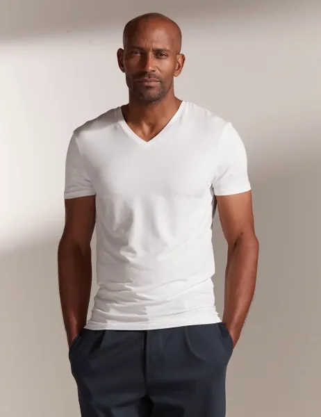 David Gandy Wellwear Ultimate Cotton Modal V-Neck T-Shirt White