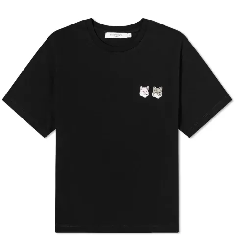 Maison Kitsuné Double Monochrome Fox Head Patch Cropped T-Shirt