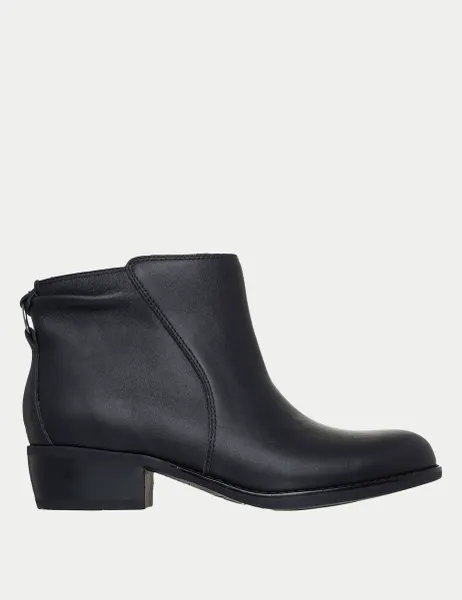 Skechers Texas Leather Block Heel Ankle Boots Black