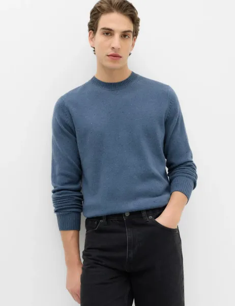 Marks & Spencer Pure Lambswool Crew Neck Jumper Dusty Blue