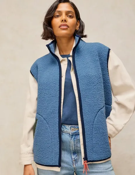 White Stuff Borg Fleece Gilet Blue