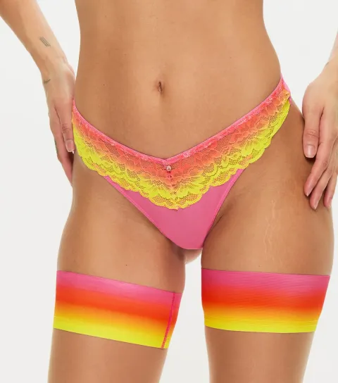 Women's Pink Sexy Lace Ombre Thong