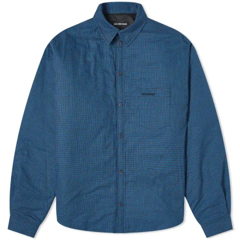 Micro Check Padded Overshirt Jacket