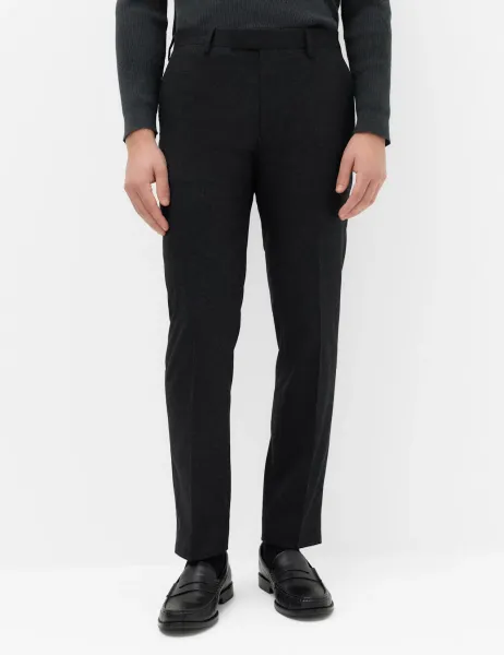 Marks & Spencer Regular Fit Wool Rich Tweed Check Suit Trousers Dark Ink