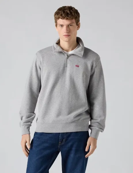 Levi's Levi's Regular Fit Pure Cotton Half Zip Sweatshirt Grey