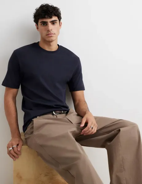 River Island Slim Fit Cotton T-Shirt Navy
