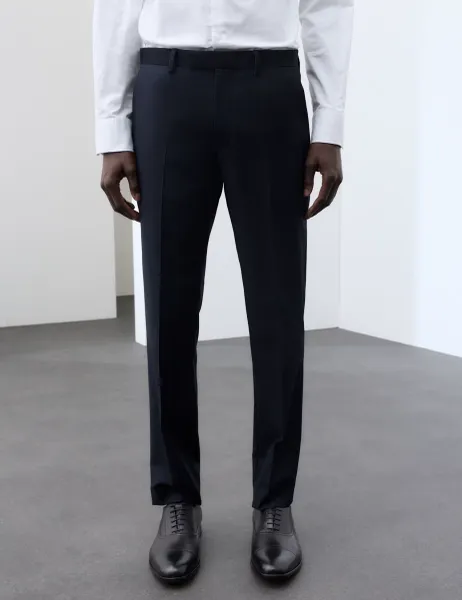 Autograph Tailored Fit Pure Merino Wool Trouser Navy