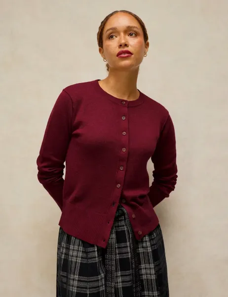White Stuff Pure Cotton Cardigan Plum