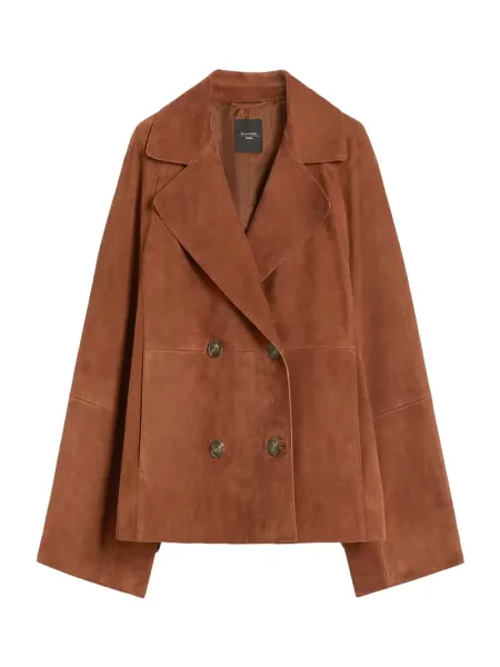 Double-Breasted Suede Jacket Terracotta
