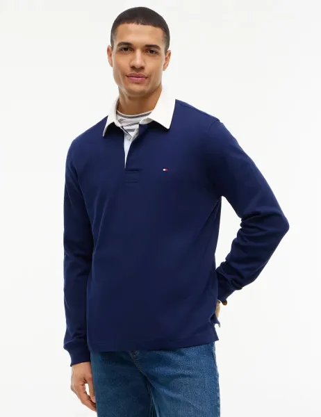 Tommy Hilfiger Essential Pure Cotton Rugby Shirt Dark Navy