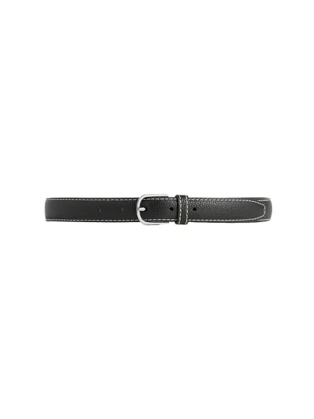 Slim Grained-leather Belt Black