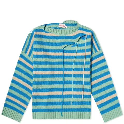 Striped Crew Neck Jumper With Slash Detail