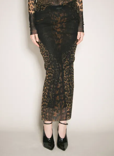 Leopard Mesh Maxi Skirt
