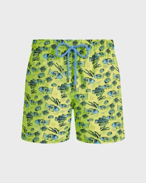 Vilebrequin Men Ultra-light And Packable Swim Shorts Fishies Drawing
