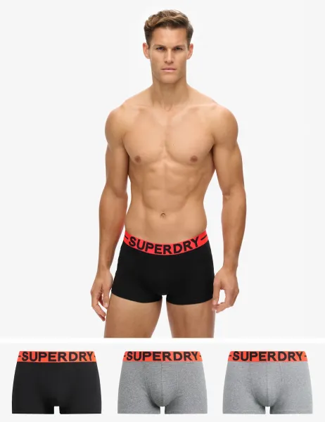 Superdry & Co 3 Pack Pure Cotton Trunks Grey Mix