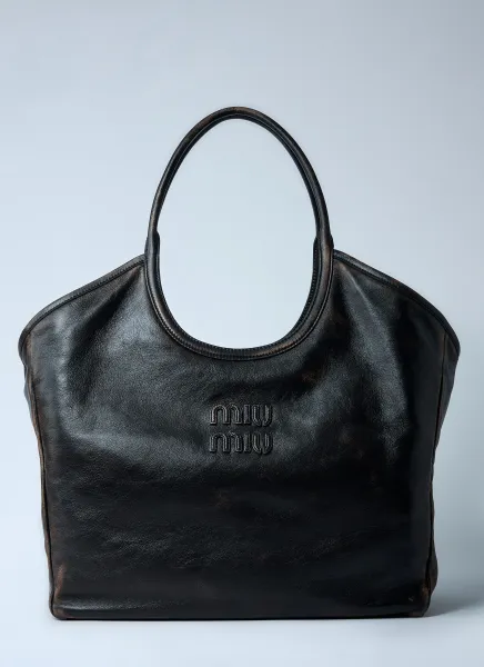 Leather Logo Motif Tote Bag
