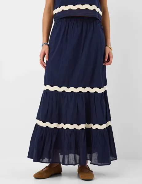 Accessorize Pure Cotton Maxi Beach Skirt Navy