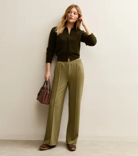 Women's Khaki Jersey Front Seam Joggers