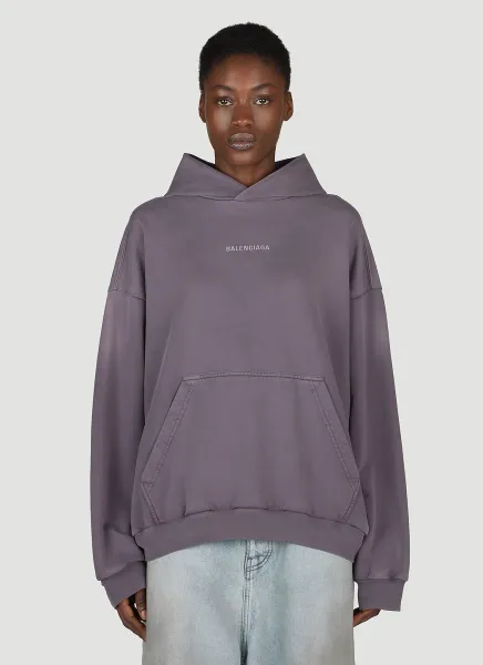 Medium-Fit Logo Print Hooded Sweatshirt