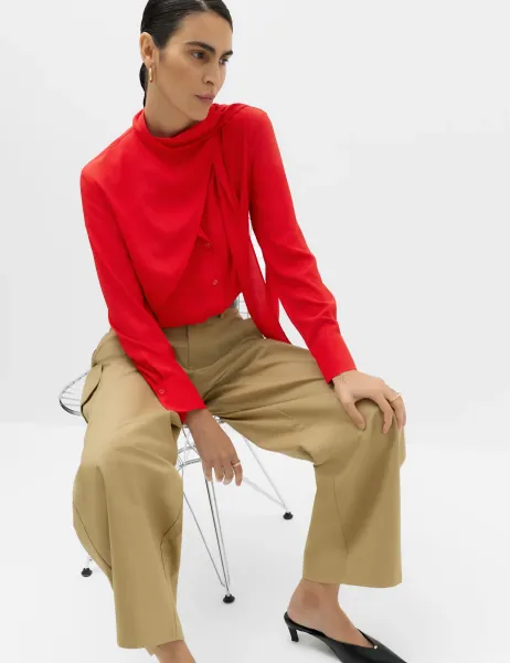 Marks & Spencer Draped Scarf Neck Button Through Shirt