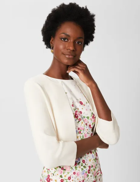 Hobbs Edge to Edge Cropped Cardigan Ivory