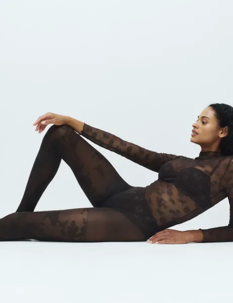 Marks & Spencer Floral Mesh Tights Chocolate