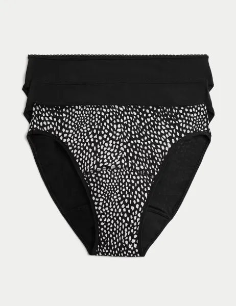 Marks & Spencer 3 Pack Cotton Rich Period High Leg Knickers White Mix