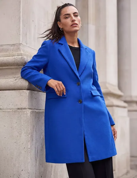 Roman Single Breasted Tailored Overcoat Royal Blue