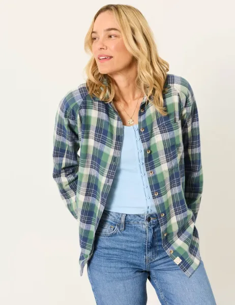 Pure Cotton Checked Shirt Green Mix