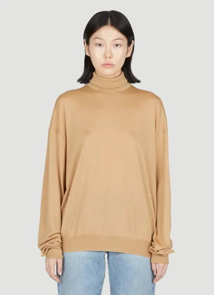 Fine-Knit Slouchy Rollneck Sweater