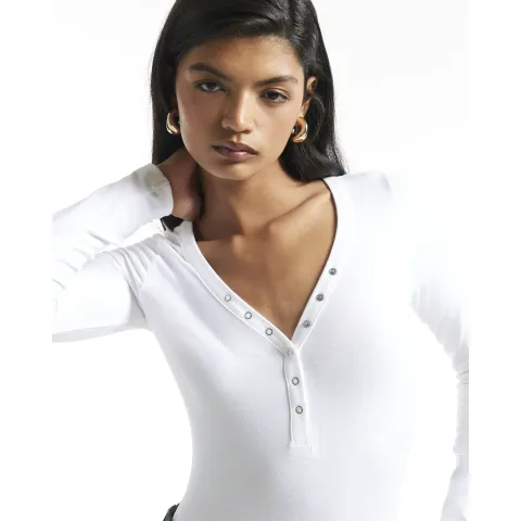 River Island Long Sleeve Henley Bodysuit