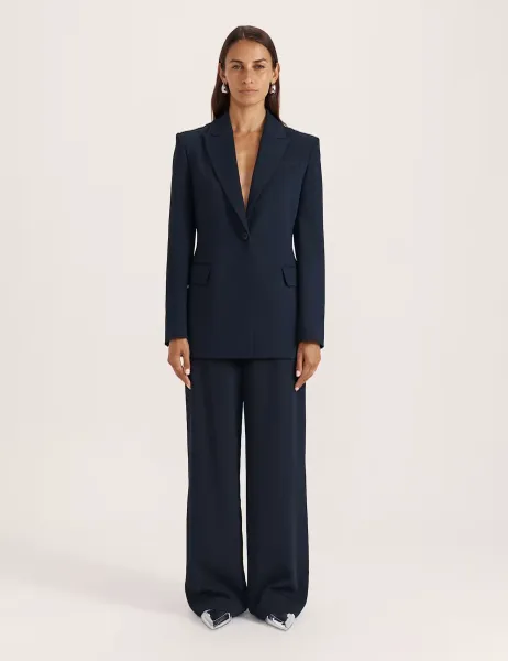 Stitch Detail Single Breasted Blazer Navy