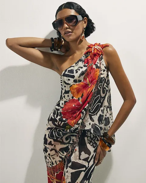 River Island Asymmetric Crochet Flower Top