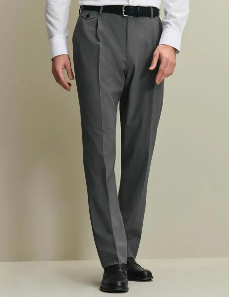 Charles Tyrwhitt Slim Fit Wool Rich Flat Front Stretch Trousers Dark Grey