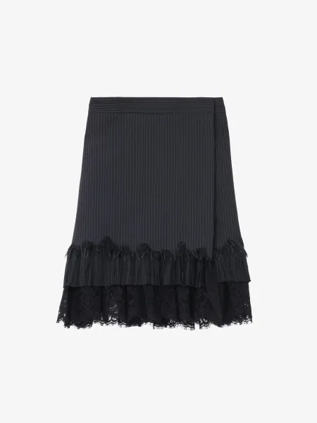 Pinstriped Wrap Mini Skirt