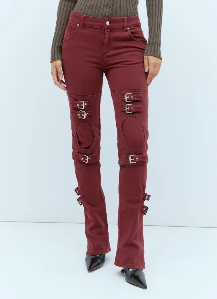 Buckle Embellished Flared Pants