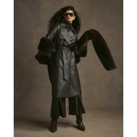 River Island Faux Leather Trench Coat