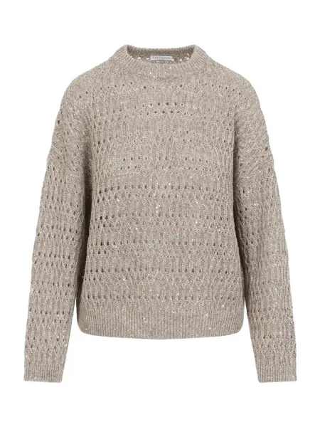Open Knit Sweater Taupe