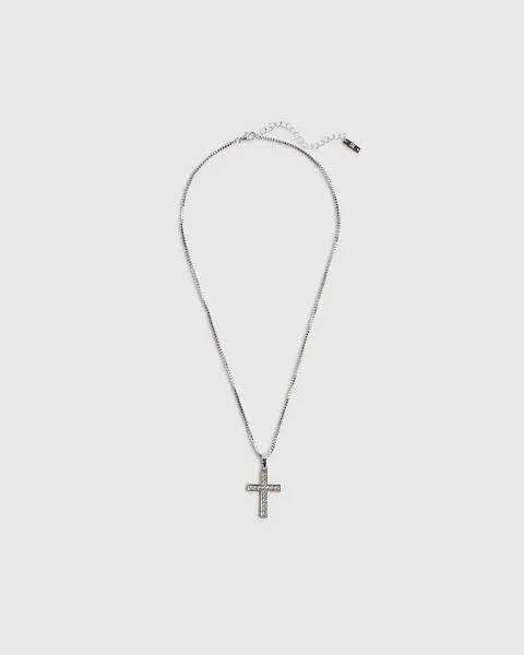River Island Diamond Simulant Cross Necklace