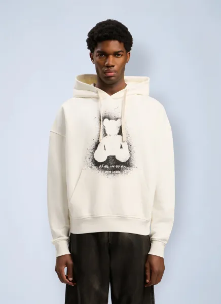 Spray Bear Loose Hooded Sweatshirt