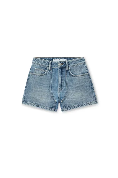 High-Waist Workwear Shorts in Clear Bead Hotfix