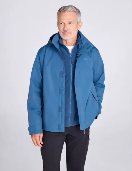 Mountain Warehouse Fell 3 in 1 Water Resistant Hooded Jacket Dark Blue