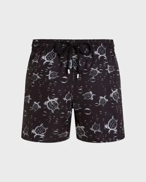 Vilebrequin Men Micro-perforated Ultra-light And Packable Swim Shorts Bubble Turtles 3d