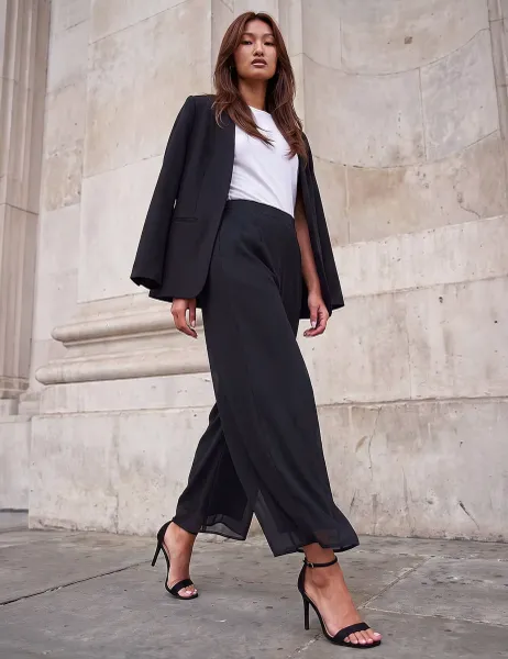 Roman Chiffon Trousers Black Mix