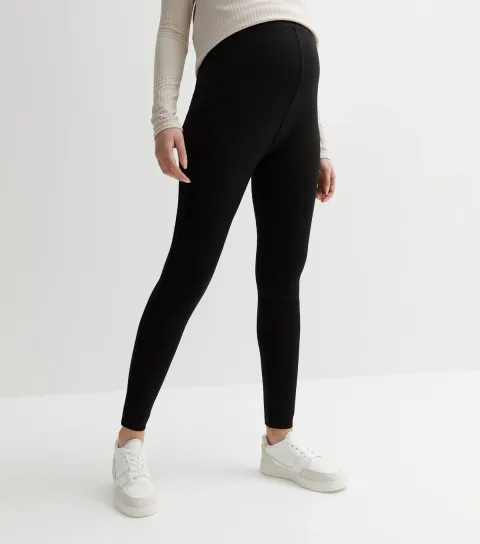 Women's Maternity Black Jersey Leggings