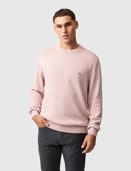 Rodd & Gunn Gunn Pure Cotton Crew Neck Jumper Light Pink