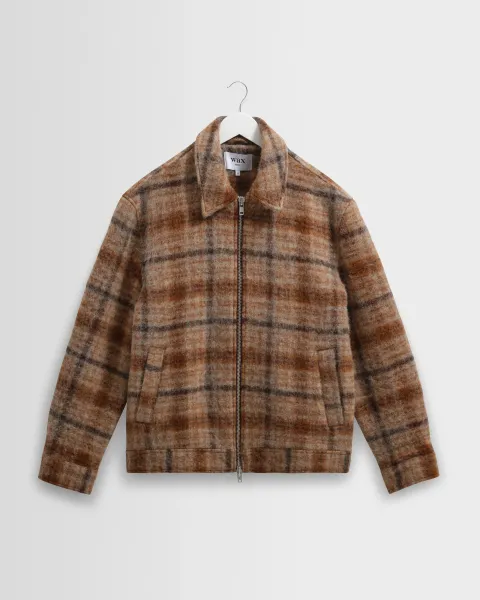 Heath - Natural and Tan Drawn Check Jacket